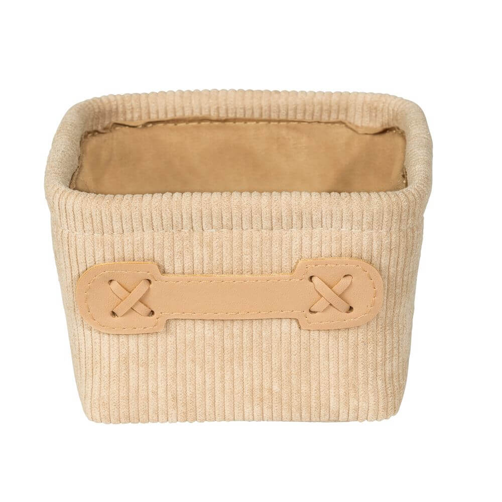 Anela Square Corduroy Storage Basket Beige - HOME STORAGE - Baskets and Totes - Soko and Co