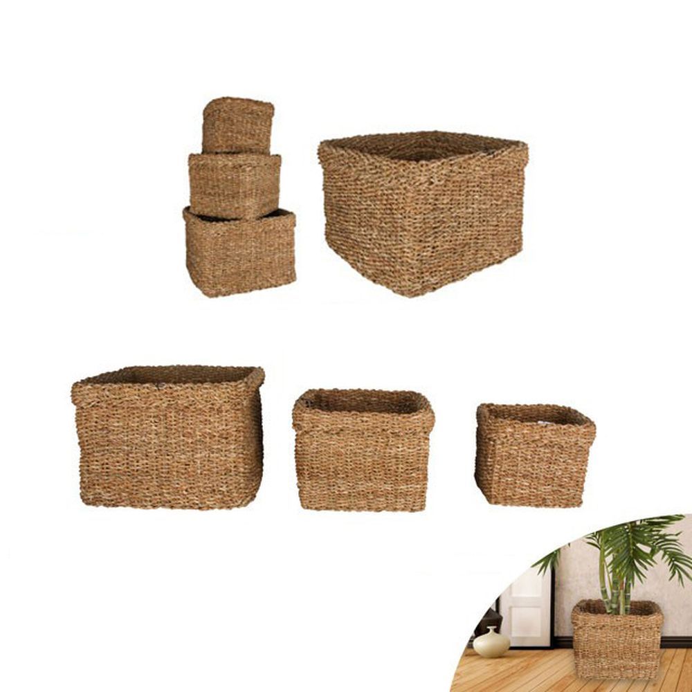 Aravina Medium Square Seagrass Storage Basket - HOME STORAGE - Baskets and Totes - Soko and Co