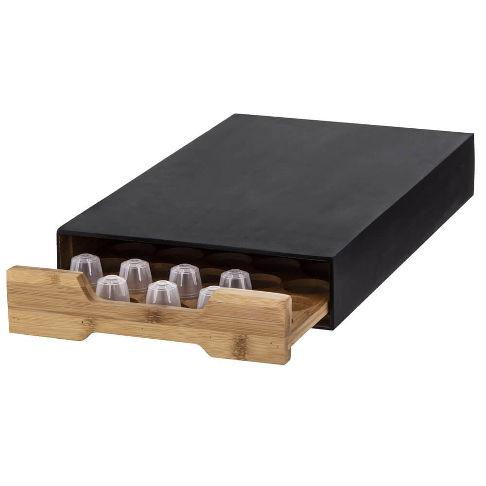 Bamboo Coffee Pod Holder Drawer Black - KITCHEN - Bench - Soko and Co