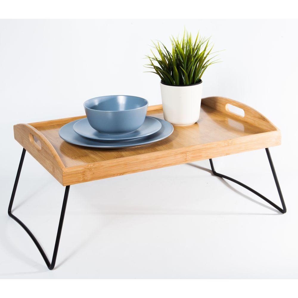 Bamboo Serving Tray with Foldable Legs - KITCHEN - Entertaining - Soko and Co