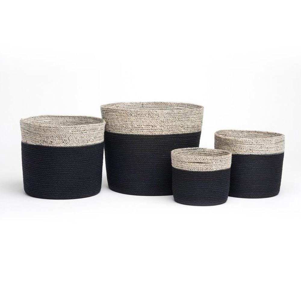 Bedford Extra Small Round Jute Storage Basket Charcoal - HOME STORAGE - Baskets and Totes - Soko and Co