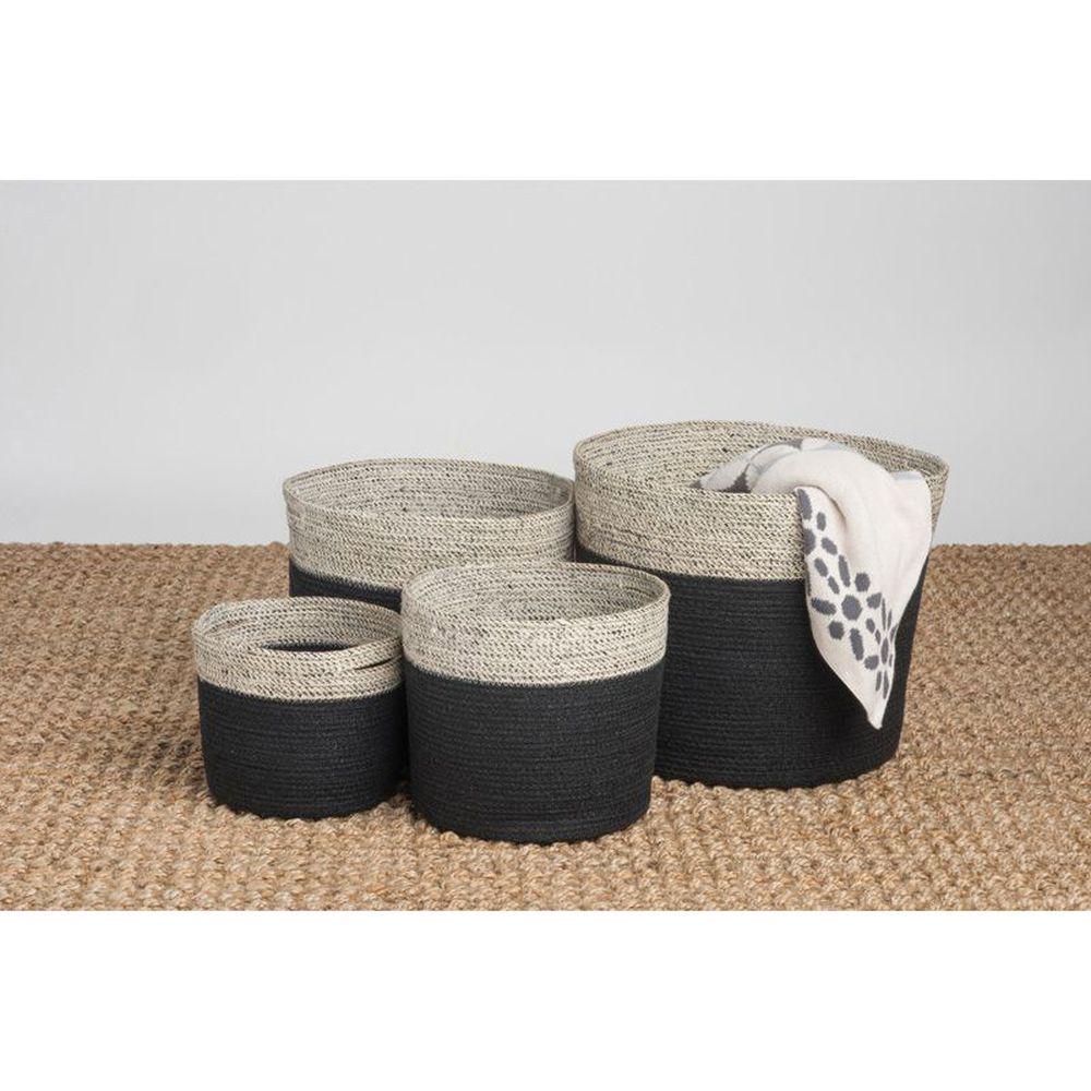 Bedford Large Round Jute Storage Basket Charcoal - HOME STORAGE - Baskets and Totes - Soko and Co