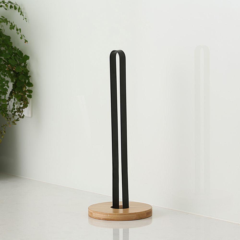 Black & Bamboo Paper Towel Holder - KITCHEN - Bench - Soko and Co