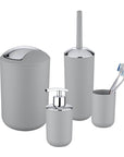 Brasil 4 Piece Bathroom Accessories Set Grey - BATHROOM - Bathroom Accessory Sets - Soko and Co