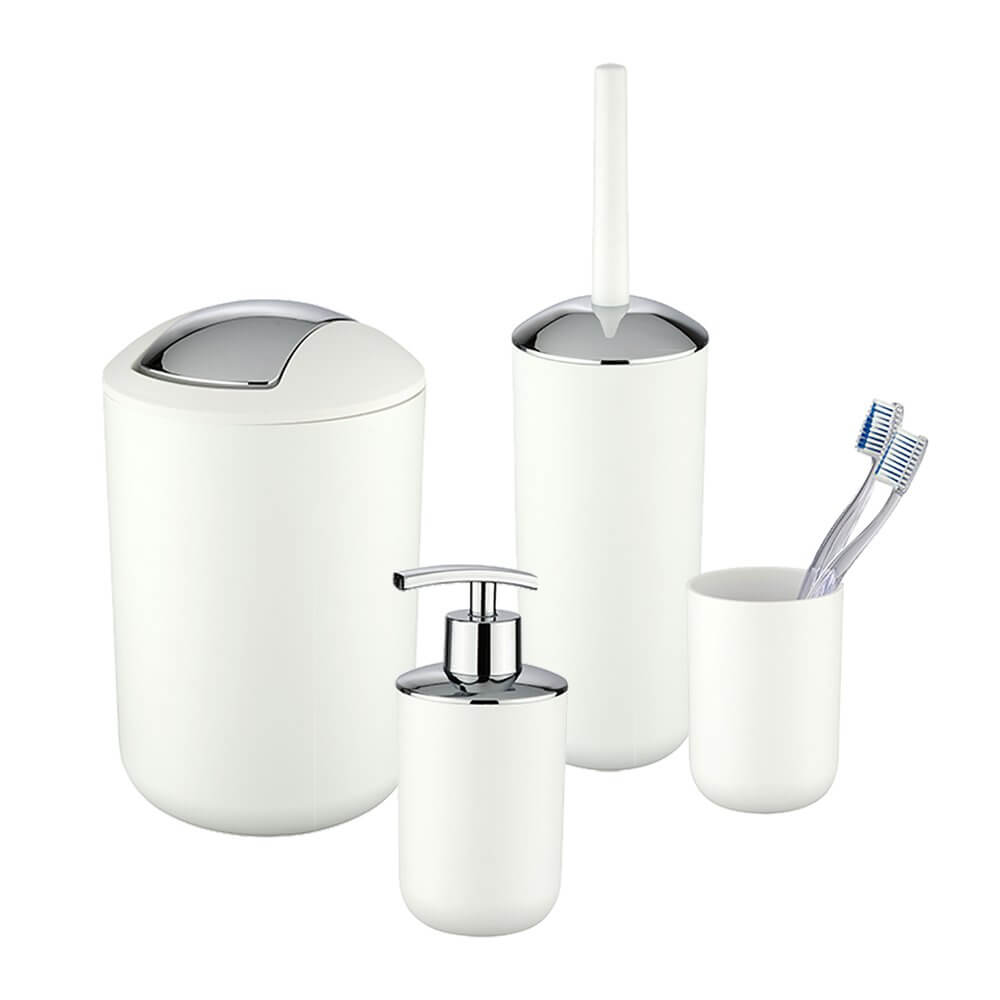 Brasil 4 Piece Bathroom Accessories Set White - BATHROOM - Bathroom Accessory Sets - Soko and Co