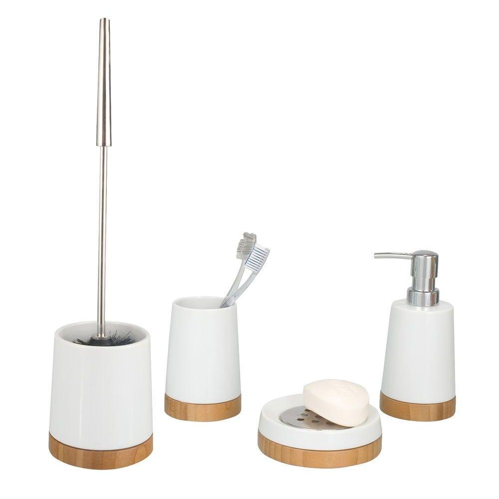 Ceramic &amp; Bamboo Soap Dispenser - BATHROOM - Soap Dispensers and Trays - Soko and Co