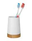 Ceramic & Bamboo Toothbrush Tumbler - BATHROOM - Toothbrush Holders - Soko and Co