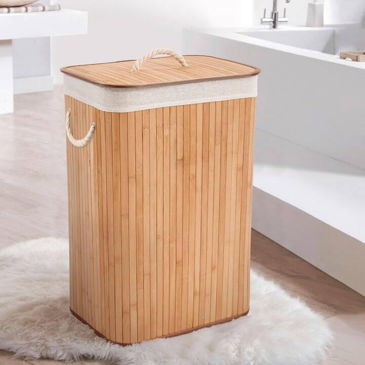 Collapsible Rectangular Bamboo Laundry Hamper | Soko & Co
