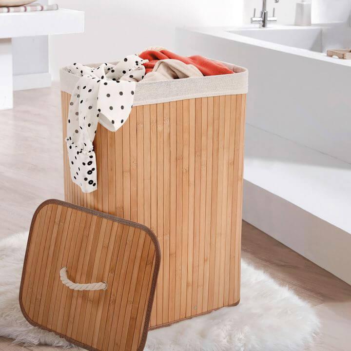 Collapsible Rectangular Bamboo Laundry Hamper | Soko & Co