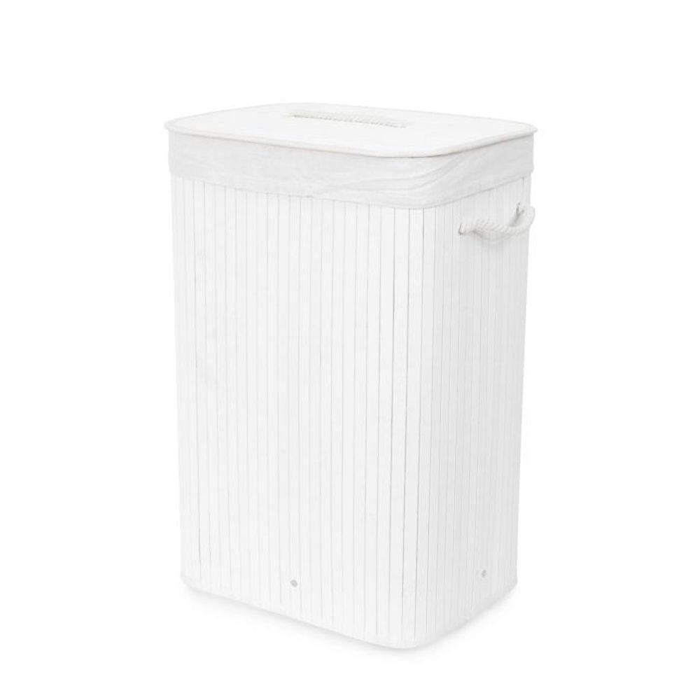 Collapsible Rectangular Bamboo Laundry Hamper White - LAUNDRY - Hampers - Soko and Co