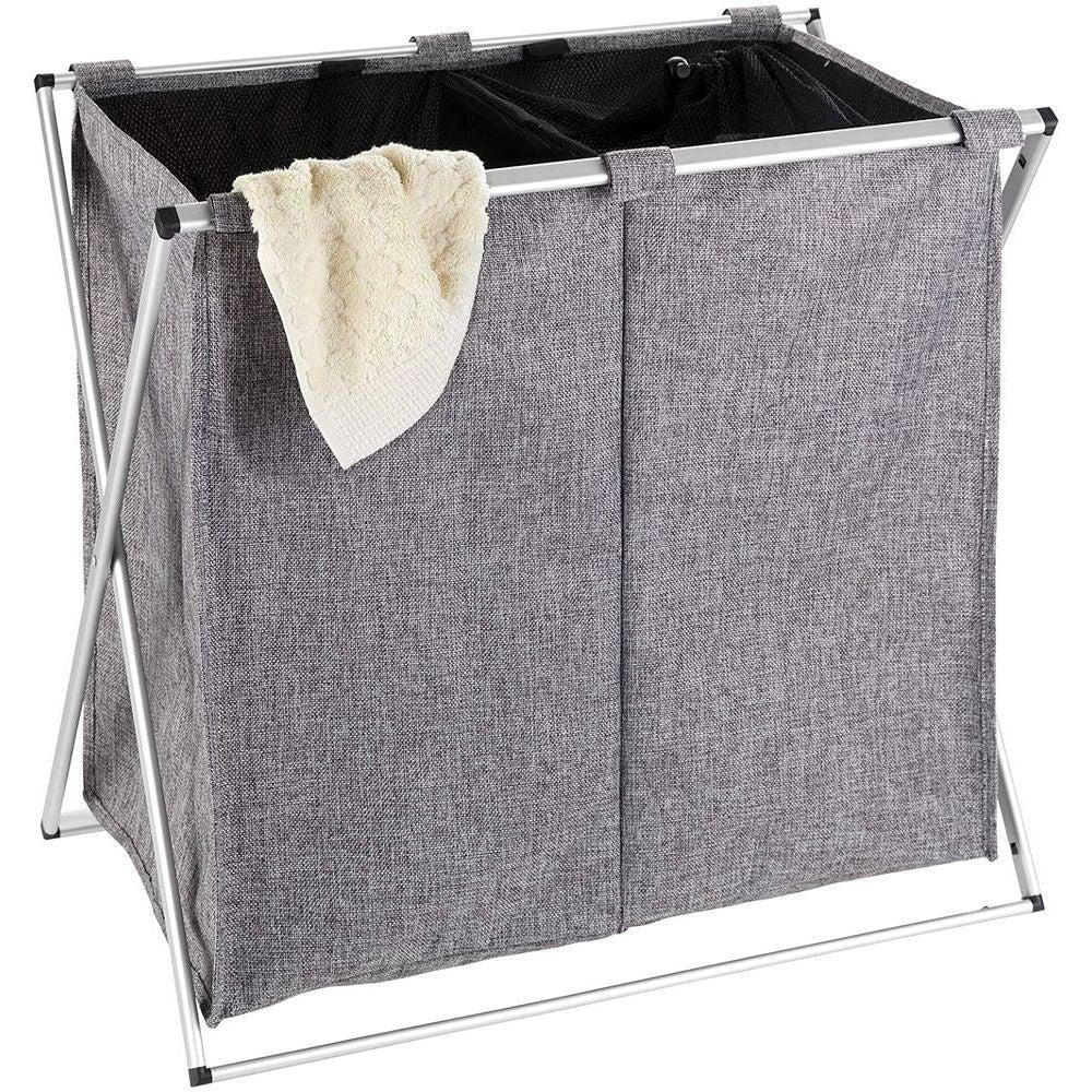 Double Laundry Hamper Mottled Grey - LAUNDRY - Hampers - Soko and Co