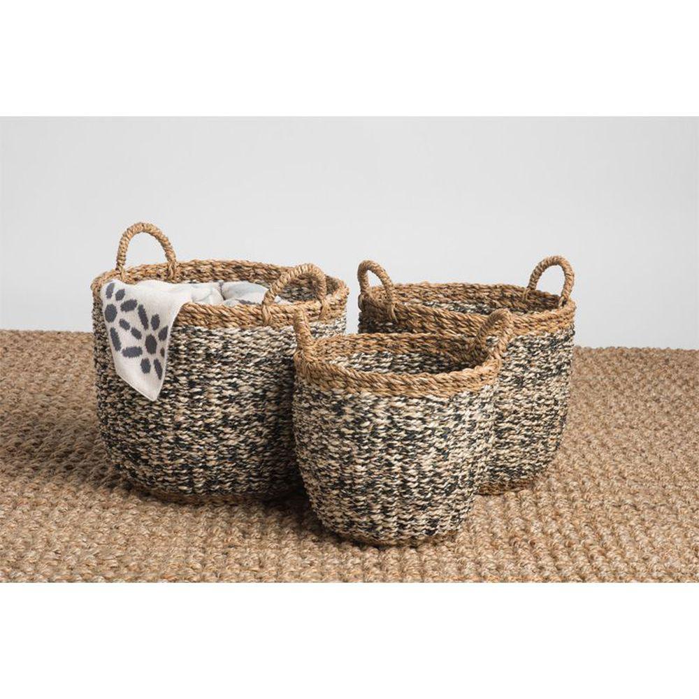 Ebony Medium Round Seagrass Storage Basket - HOME STORAGE - Baskets and Totes - Soko and Co