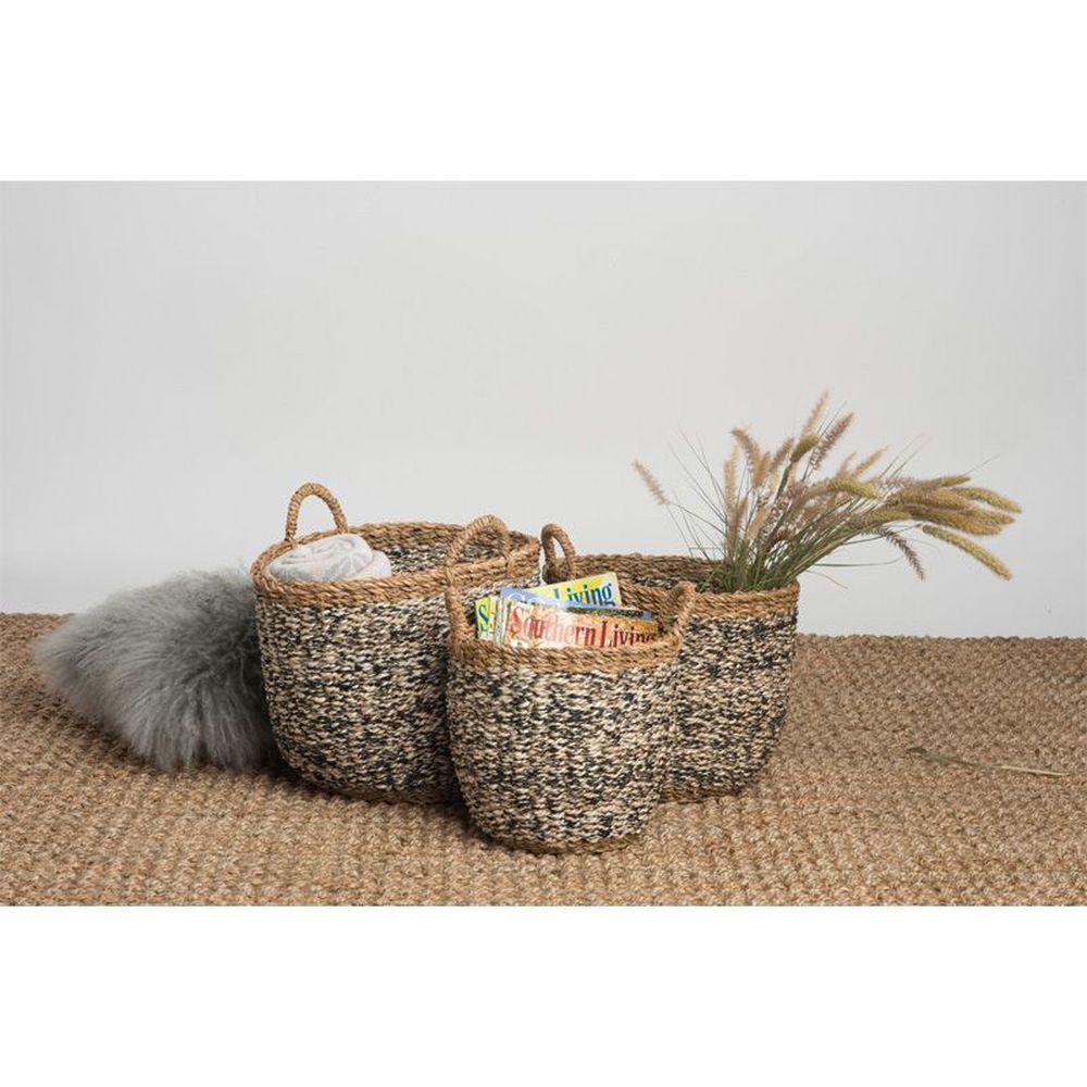 Ebony Small Round Seagrass Storage Basket - HOME STORAGE - Baskets and Totes - Soko and Co