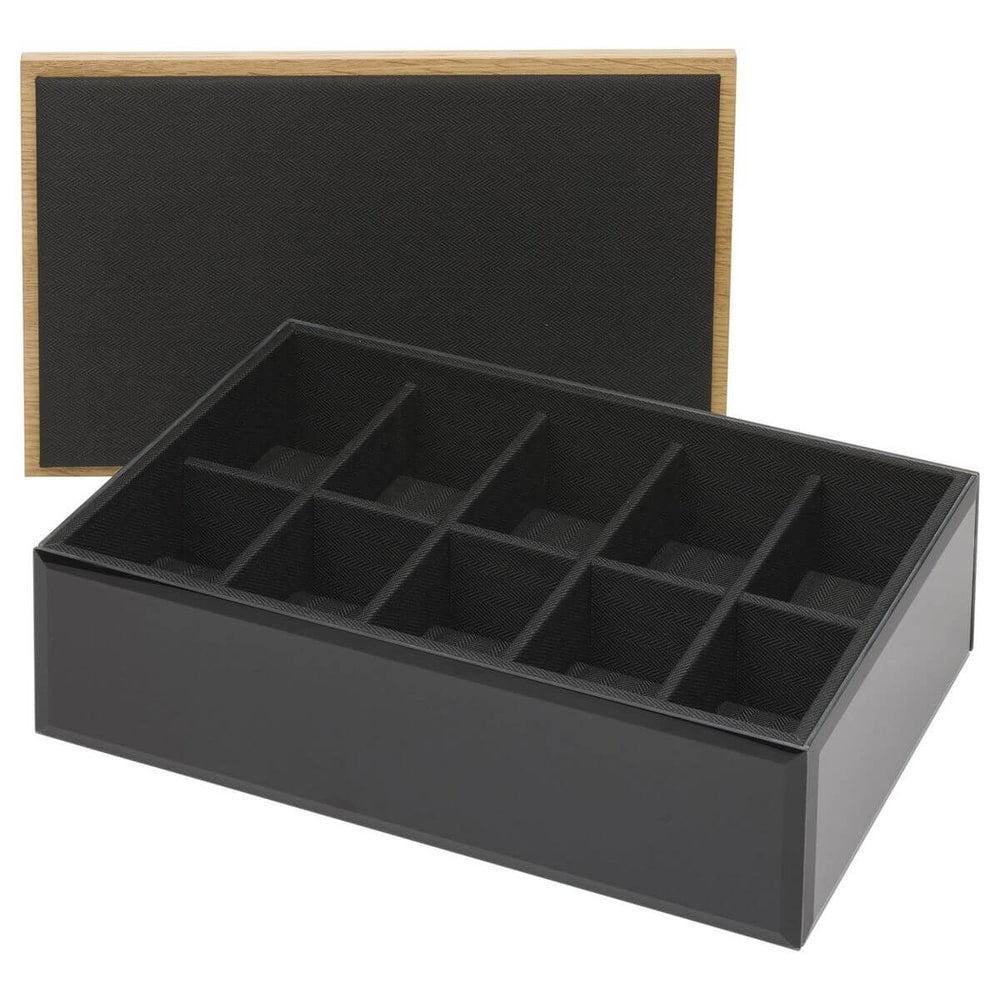 Emerson 10 Compartment Mens Watch Box Black - WARDROBE - Jewellery Storage - Soko and Co