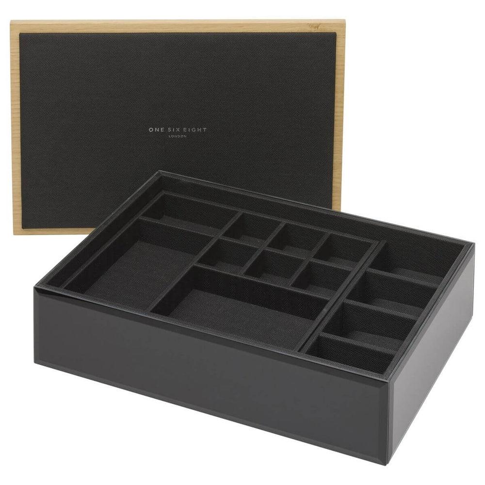 Emerson Extra Large Mens Watch & Cufflink Box Black - WARDROBE - Jewellery Storage - Soko and Co