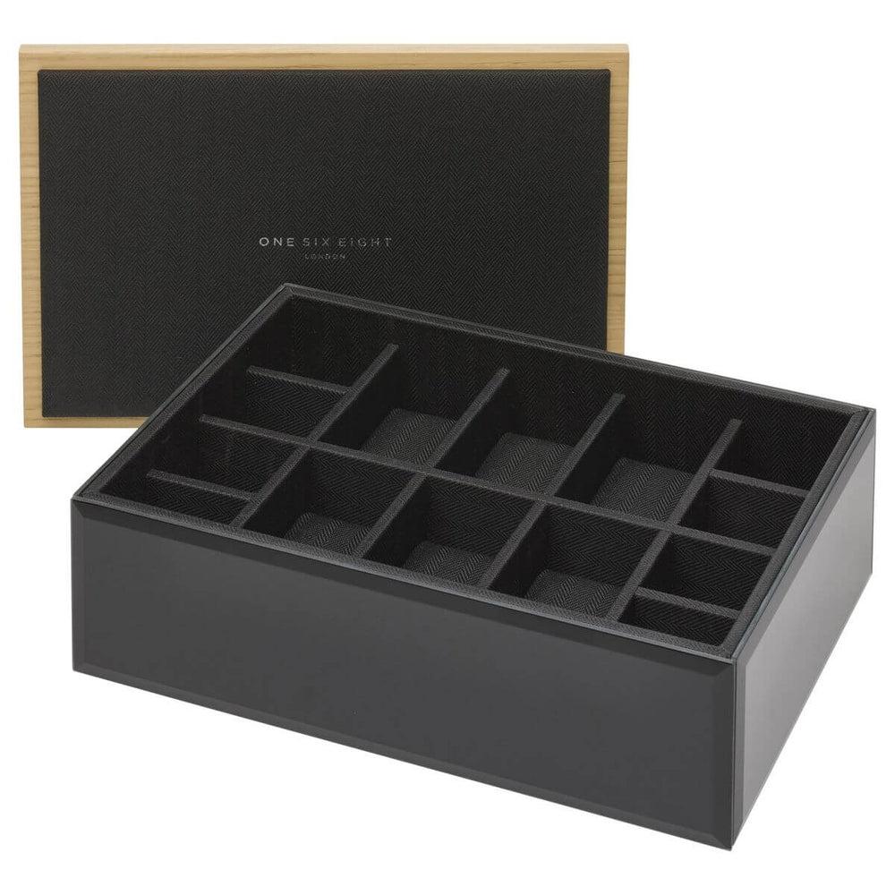 Emerson Large Mens Watch & Cufflink Box Black - WARDROBE - Jewellery Storage - Soko and Co