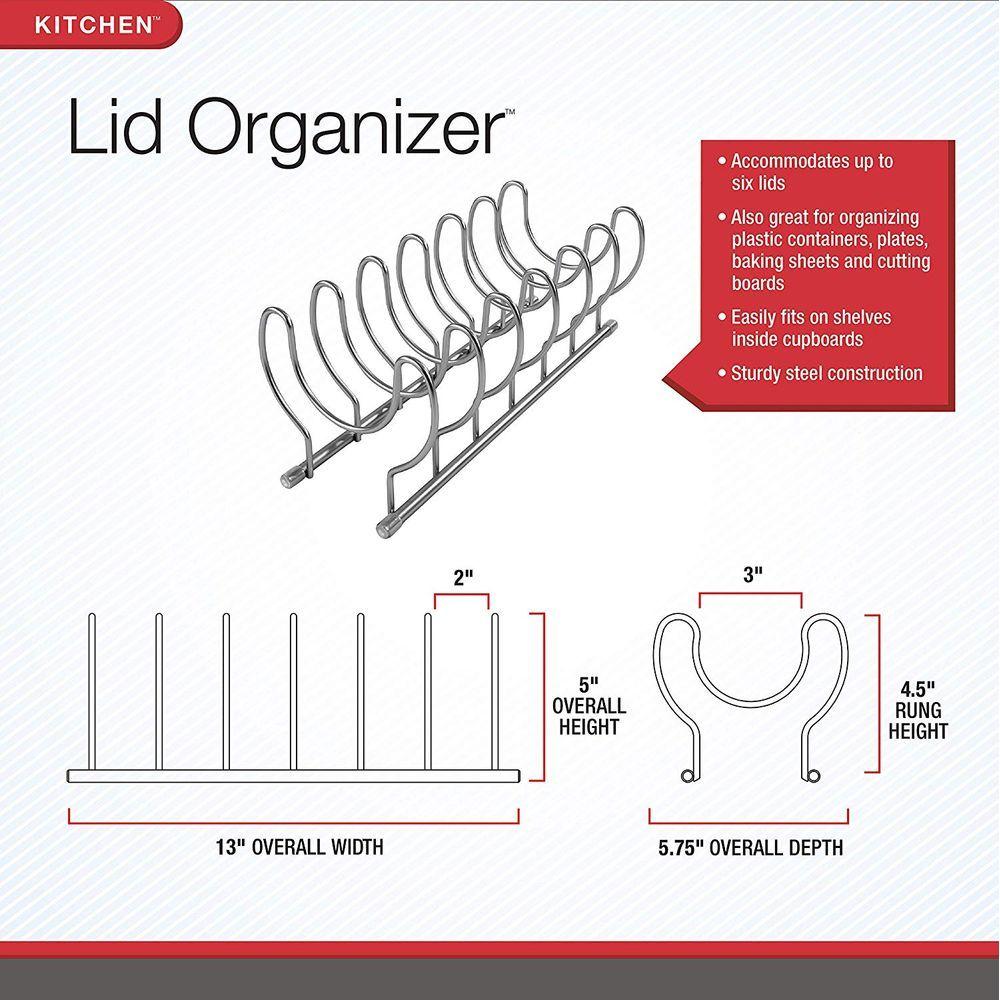 Euro Pot &amp; Pan Lid Organiser Satin Steel - KITCHEN - Shelves and Racks - Soko and Co