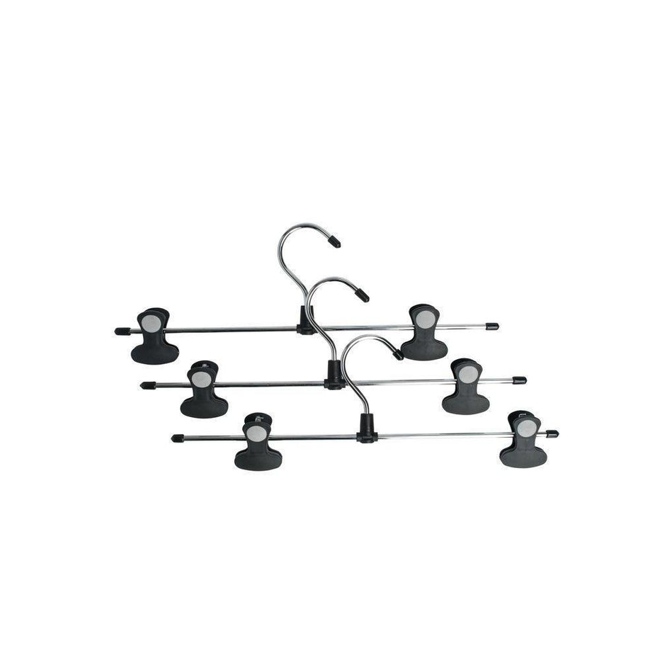 Extra Wide Clip Pants Hangers 3 Pack Black Soko & Co