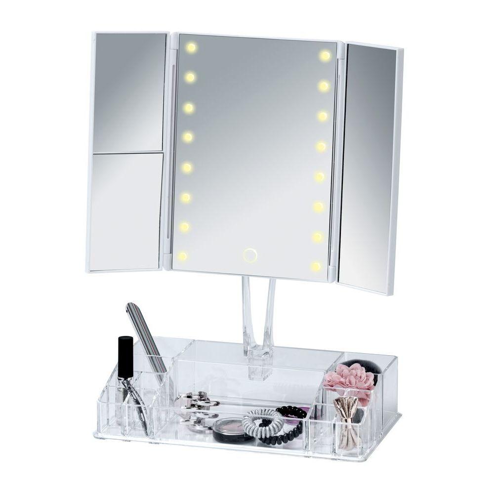 Fanano LED Pedestal Makeup Mirror & Organiser - BATHROOM - Mirrors - Soko and Co