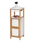 Finja 2 Door Storage Cabinet Bamboo & White - HOME STORAGE - Shelves and Cabinets - Soko and Co