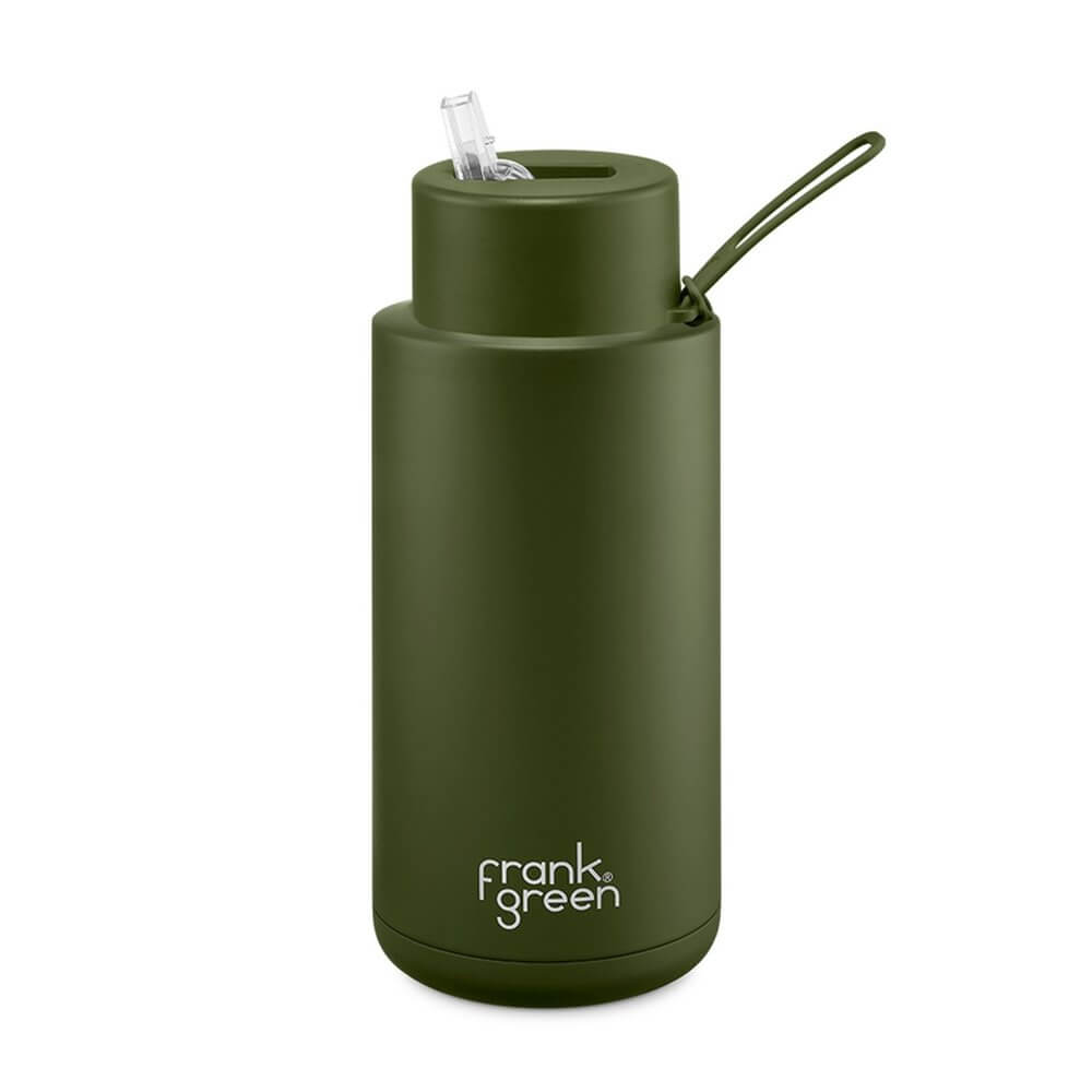 Frank Green 1L Ceramic Water Bottle with Straw Khaki Green - LIFESTYLE - Water Bottles - Soko and Co
