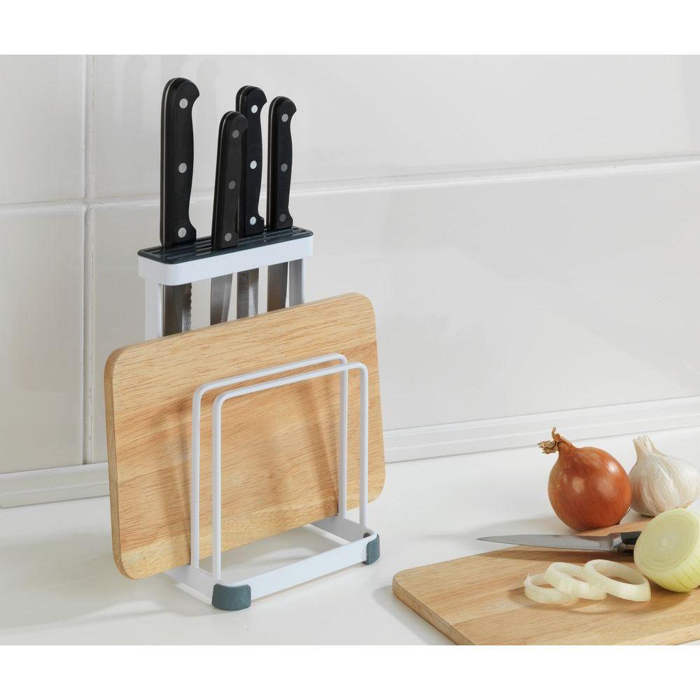 Freestanding Chopping Board & Knife Organiser White - KITCHEN - Shelves and Racks - Soko and Co