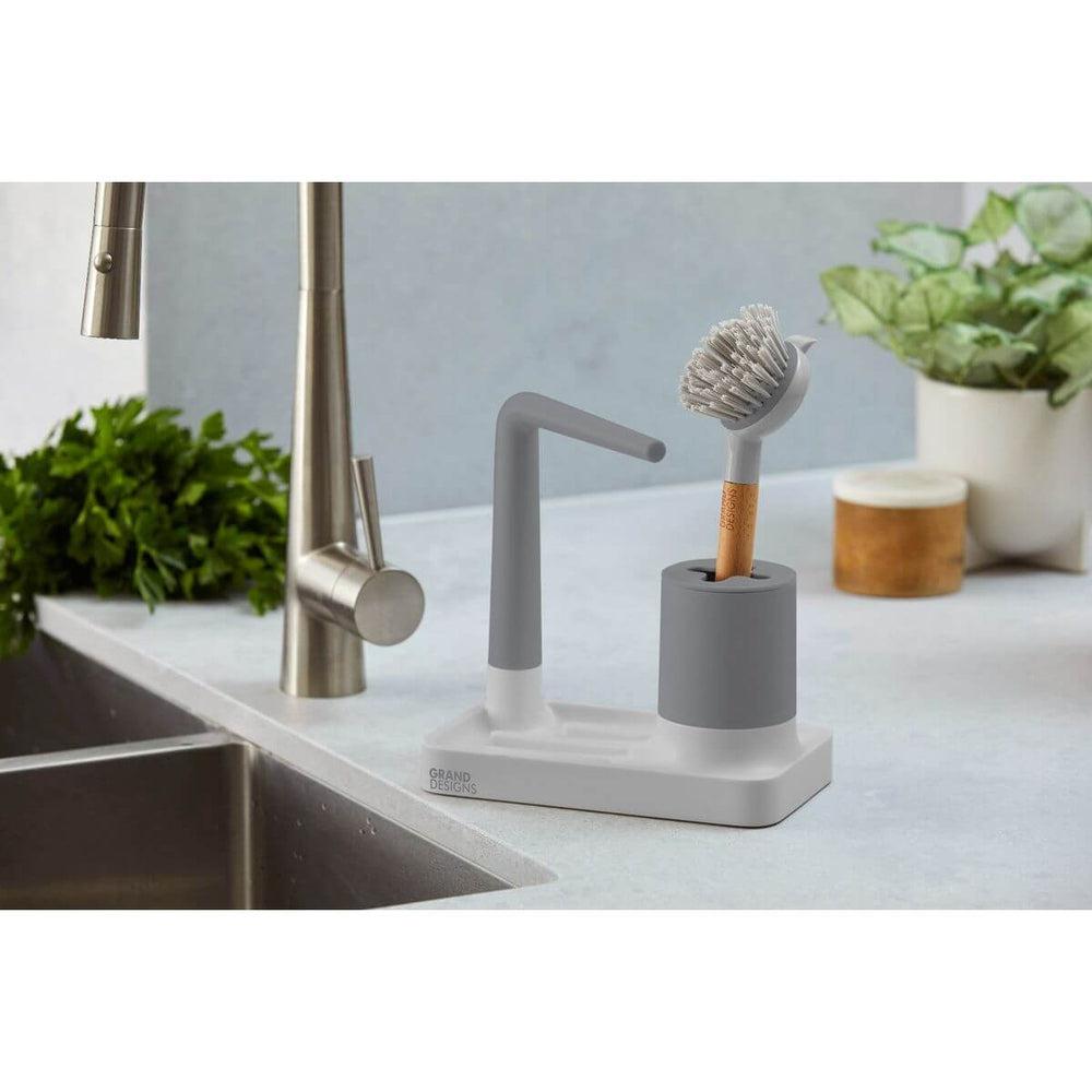 Grand Designs Sink Organiser with Dish Brush Grey - KITCHEN - Sink - Soko and Co