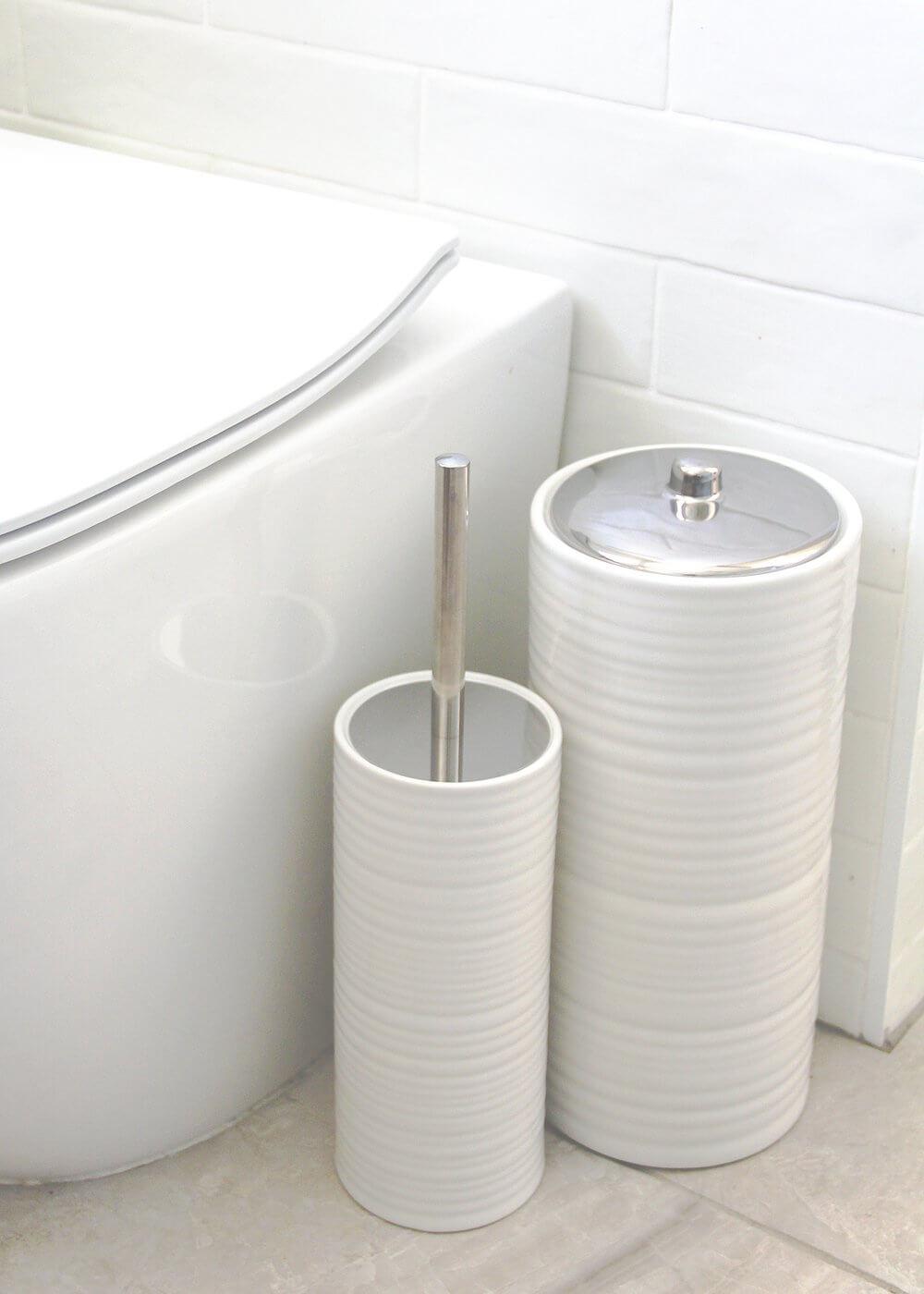 Ceramic toilet roll holder and brush hot sale set