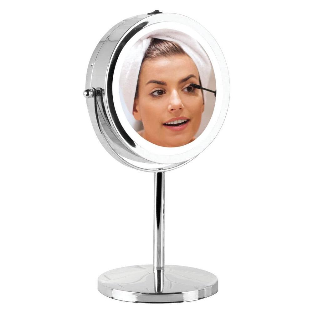 iDesign Lighted 7x LED Pedestal Makeup Mirror Stainless Steel - BATHROOM - Mirrors - Soko and Co