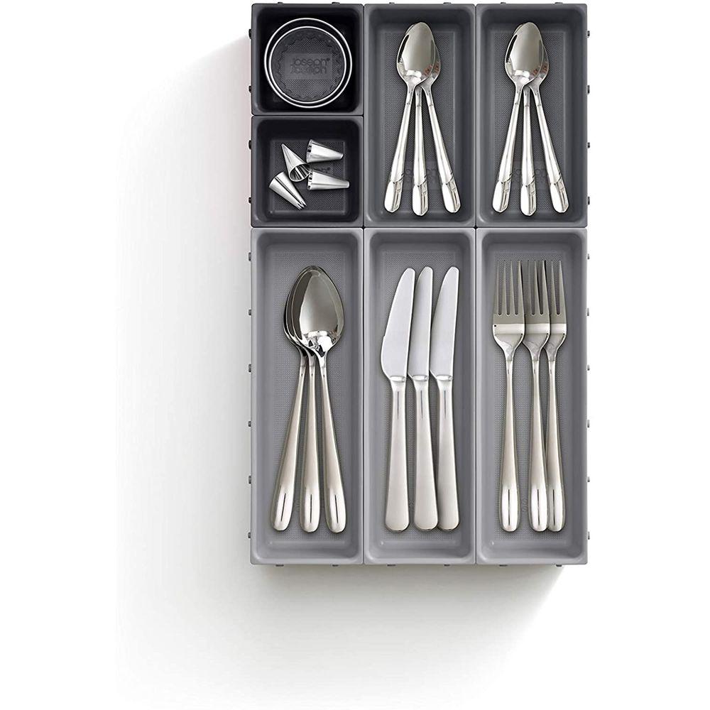Joseph Joseph Blox 7 Piece Drawer Organiser Set Grey - KITCHEN - Cutlery Trays - Soko and Co