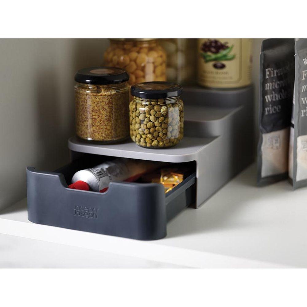 Joseph Joseph CupboardStore 3 Tier Pantry Shelf &amp; Drawer Grey - KITCHEN - Shelves and Racks - Soko and Co