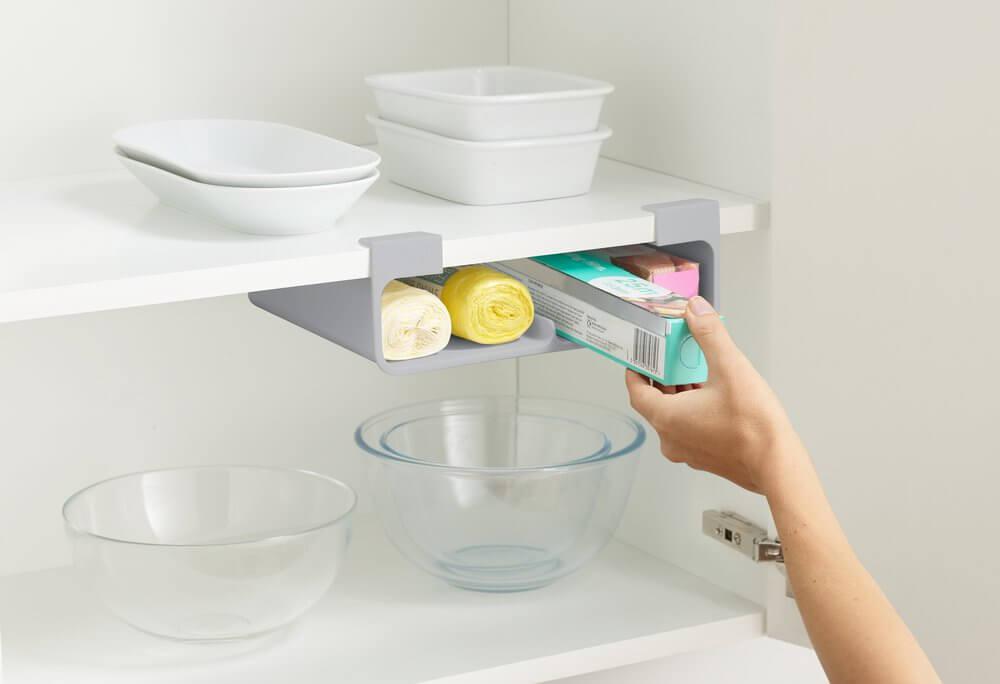 Joseph Joseph CupboardStore Under Shelf Kitchen Roll Holder Grey - KITCHEN - Shelves and Racks - Soko and Co