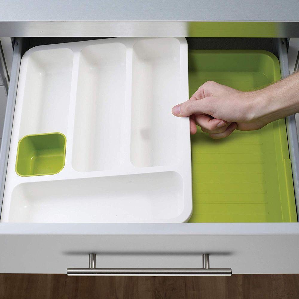 Joseph Joseph DrawerStore Expandable Cutlery Tray White &amp; Green - KITCHEN - Cutlery Trays - Soko and Co