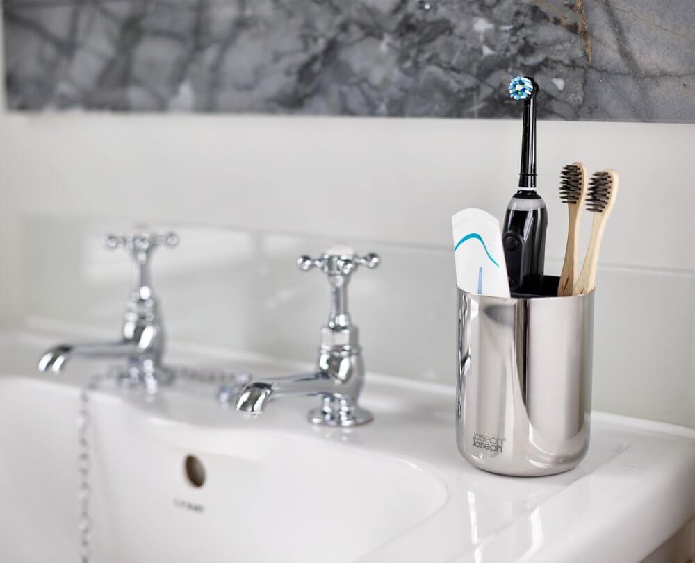 Joseph Joseph EasyStore Luxe Stainless Steel Toothbrush Caddy - BATHROOM - Toothbrush Holders - Soko and Co
