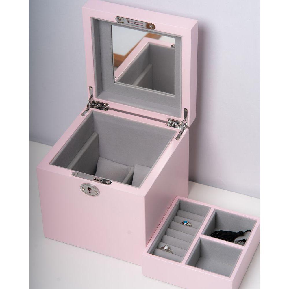 Kandi Square Jewellery Box Pink - WARDROBE - Jewellery Storage - Soko and Co