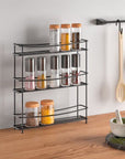 Kumino 3 Tier Slim Freestanding Spice Rack Matte Black - KITCHEN - Spice Racks - Soko and Co