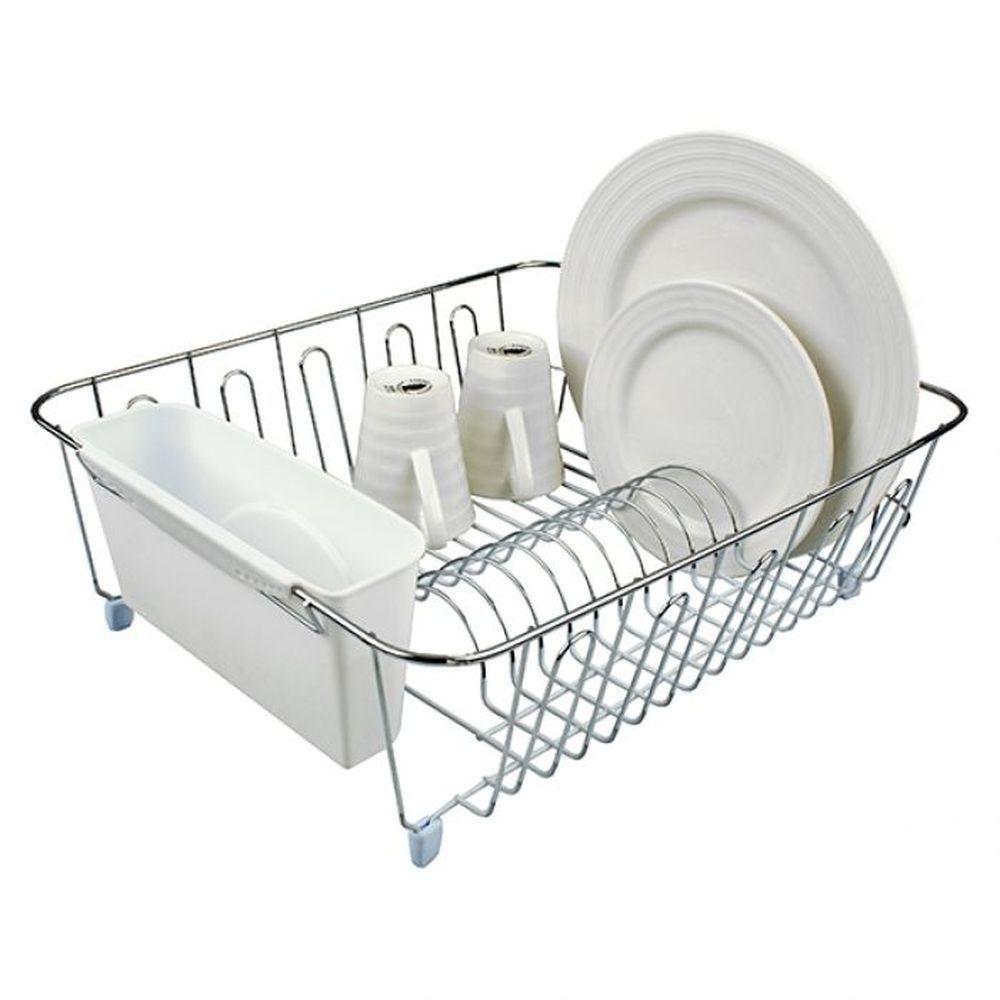 Large Chrome Plated Dish Rack White - KITCHEN - Dish Racks and Mats - Soko and Co