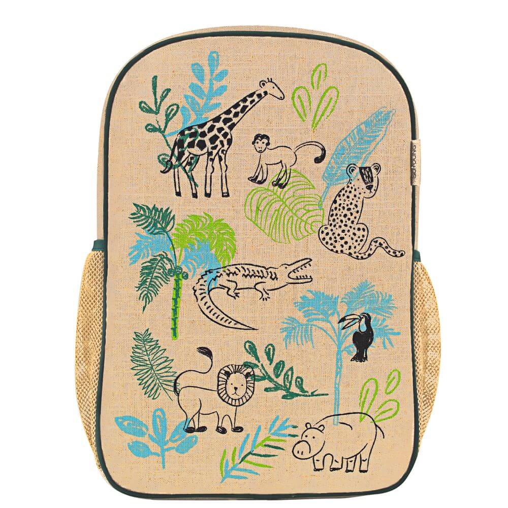 Linen Kids Backpack Safari Friends - LIFESTYLE - Lunch - Soko and Co