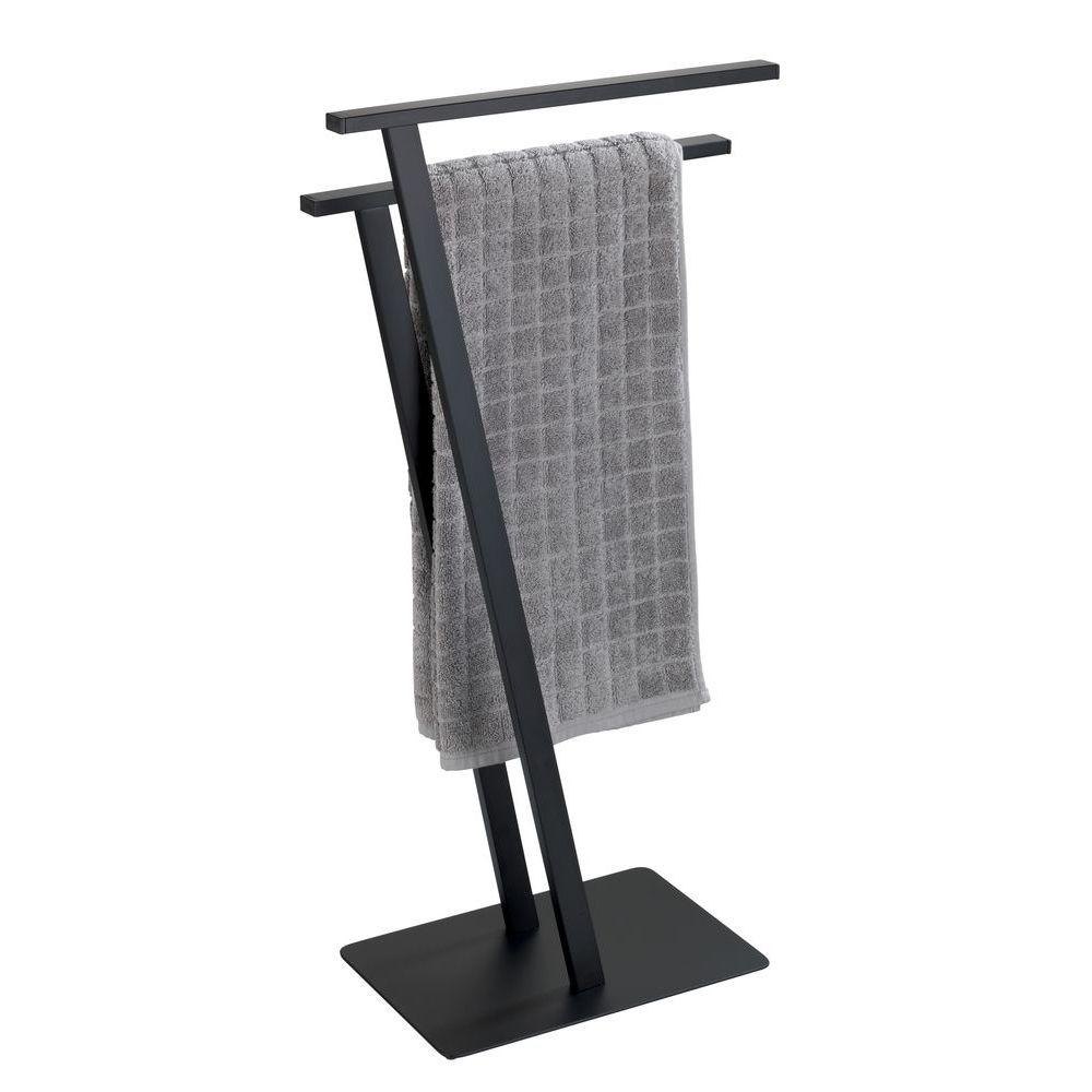 Lirio 2 Rail Freestanding Towel Rack Black - BATHROOM - Towel Racks - Soko and Co
