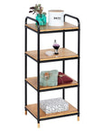 Loft 4 Tier Shelf Unit Black & Bamboo - HOME STORAGE - Shelves and Cabinets - Soko and Co