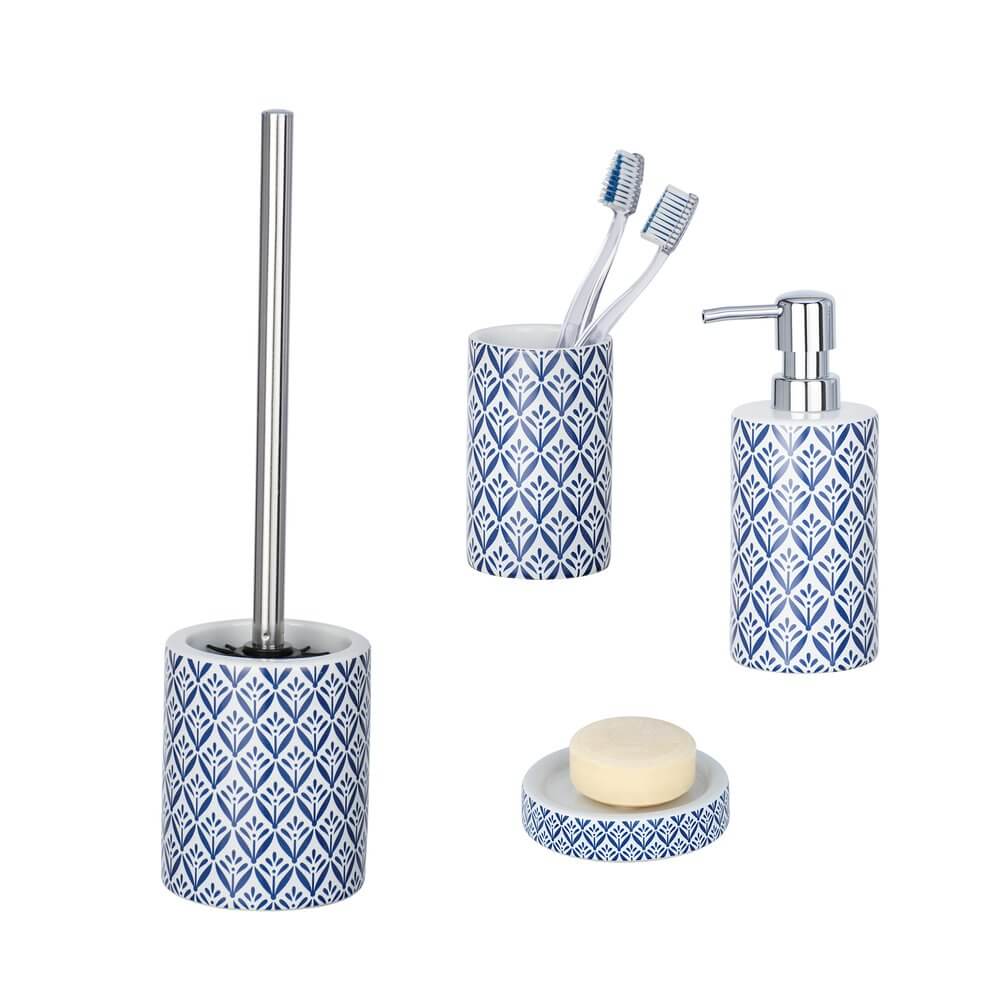 Lorca 4 Piece Ceramic Bathroom Accessories Set Blue - BATHROOM - Bathroom Accessory Sets - Soko and Co