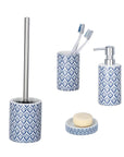 Lorca 4 Piece Ceramic Bathroom Accessories Set Blue - BATHROOM - Bathroom Accessory Sets - Soko and Co