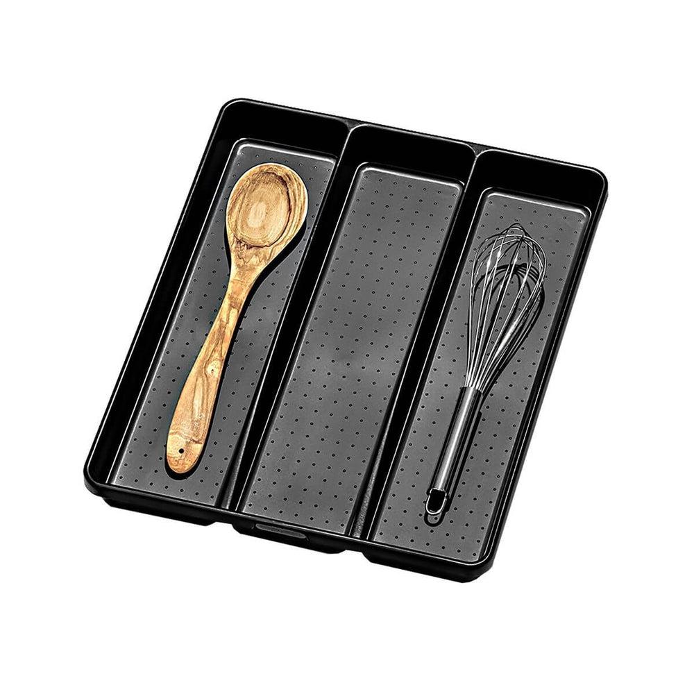 Madesmart 3 Compartment Grip Base Utensil Tray Carbon - KITCHEN - Cutlery Trays - Soko and Co