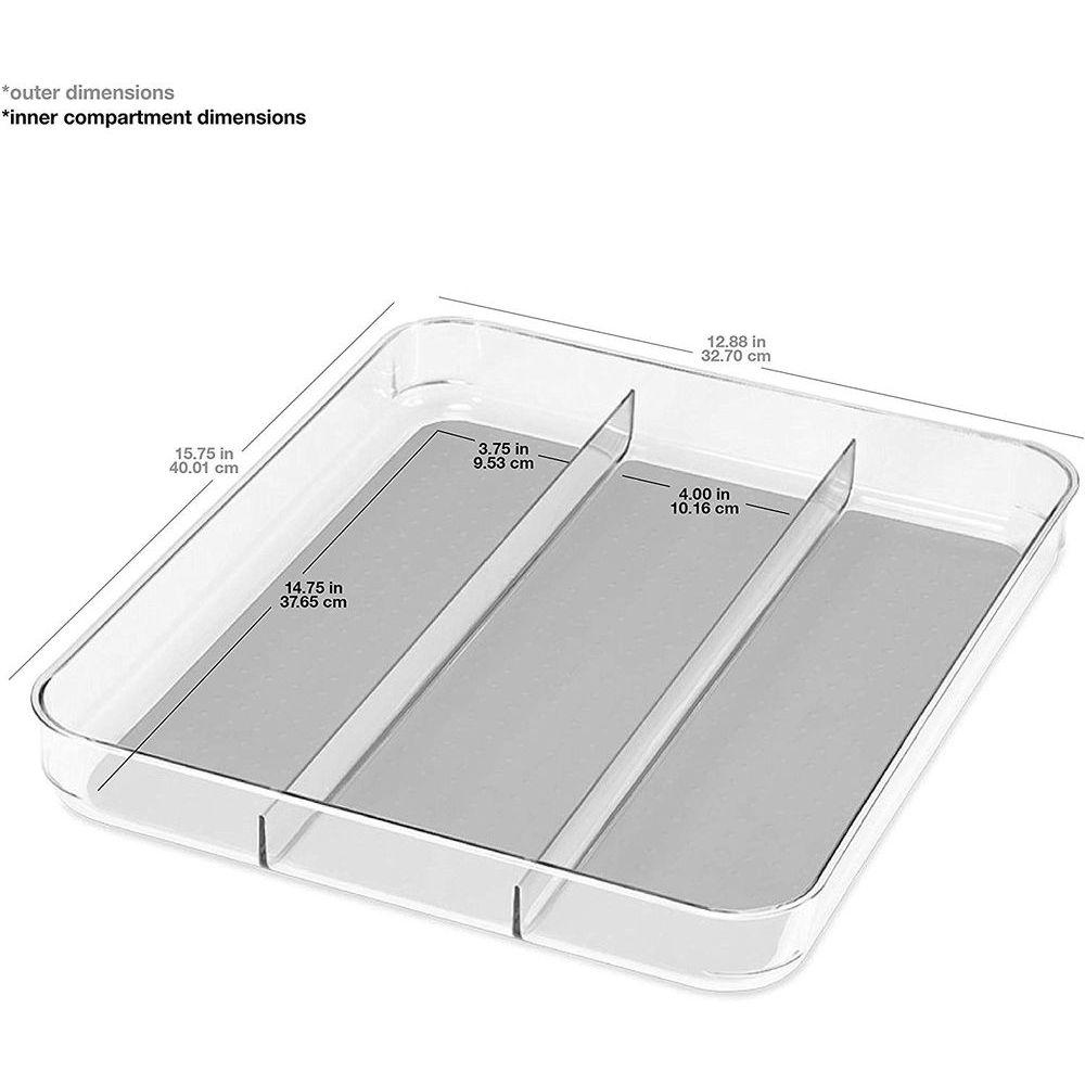 Madesmart 3 Compartment Utensil Tray Clear - KITCHEN - Cutlery Trays - Soko and Co
