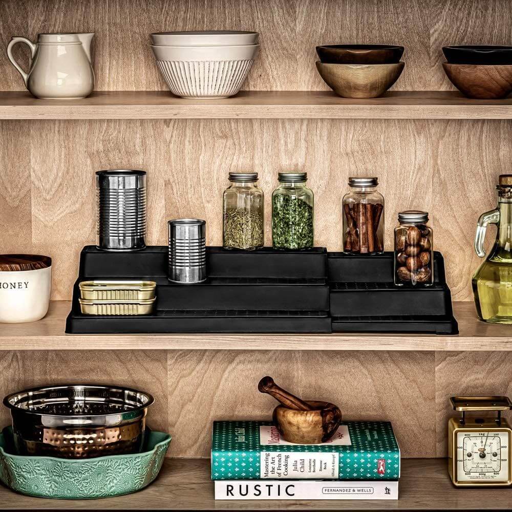 Madesmart 3 Tier Expandable Grip Base Pantry Shelf Carbon - KITCHEN - Shelves and Racks - Soko and Co