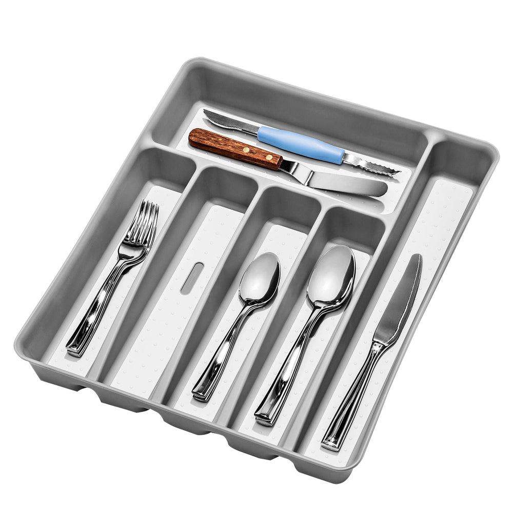 Madesmart 6 Compartment Grip Base Cutlery Tray Soft Grey - KITCHEN - Cutlery Trays - Soko and Co