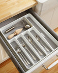 Madesmart 6 Compartment Grip Base Cutlery Tray White - KITCHEN - Cutlery Trays - Soko and Co