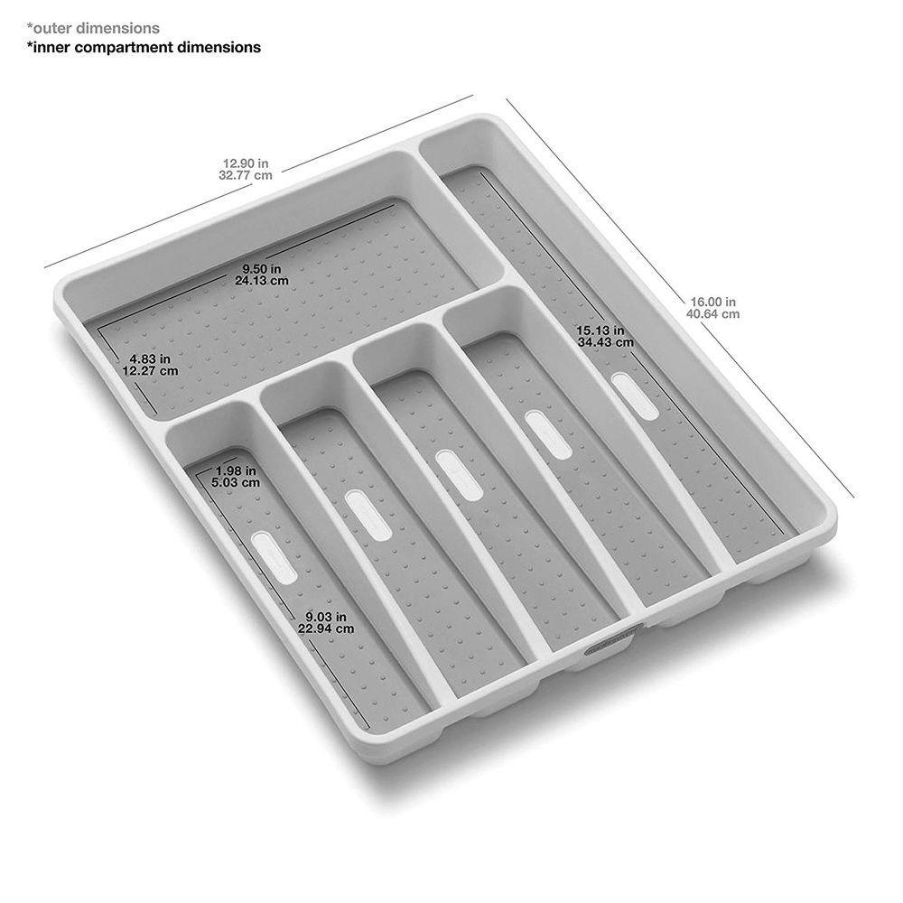 Madesmart 6 Compartment Grip Base Cutlery Tray White - KITCHEN - Cutlery Trays - Soko and Co