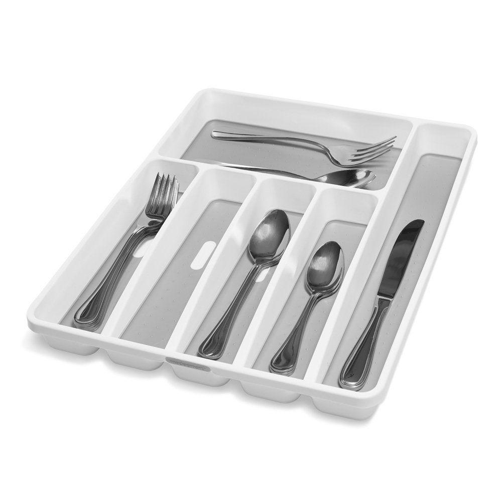 Madesmart 6 Compartment Grip Base Cutlery Tray White - KITCHEN - Cutlery Trays - Soko and Co