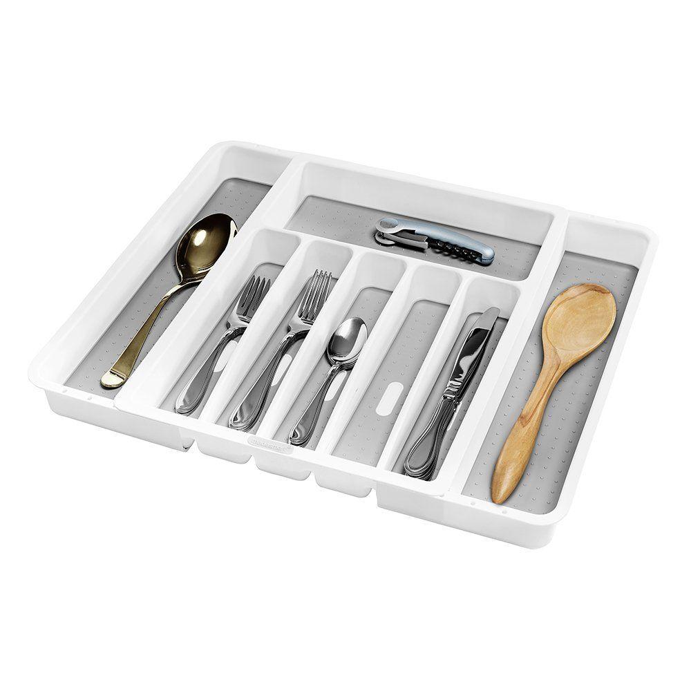 Madesmart 8 Compartment Expandable Grip Base Cutlery Tray White - KITCHEN - Cutlery Trays - Soko and Co